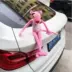 Dễ thương trang trí mái búp bê búp bê màu hồng da báo người nhện xe mái trang trí ngoại thất hài hước - Truy cập ô tô bên ngoài