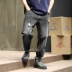 Macheda mùa thu quần jeans Nhật Bản lỏng lẻo quần thẳng màu đen quần giản dị lỗ thấp quần squat nam