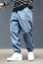 Macheda mùa đông cộng với quần nhung dày quần nhung kẻ nam Nhật Bản quần rộng giản dị quần retro chùm quần jean nam Quần tây thường
