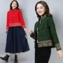 2018 thu đông mới phong cách quốc gia phụ nữ thêu jacquard phong cách Trung Quốc khóa retro nhiều lớp áo ngắn áo khoác nữ đẹp