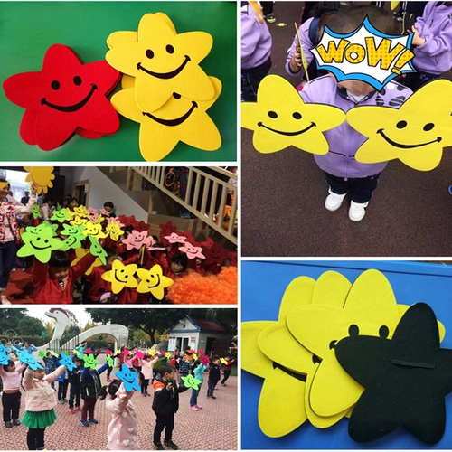 Церемония открытия спортивной встречи в детском саду, Smiley Pentagram, Звездные дети, держащие спектакль для цветочных танцев, реквизит