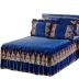Pha lê nhung bông giường váy dày flannel giường bìa ren màu rắn cộng với bông ấm đôi Simmons bảo vệ bìa