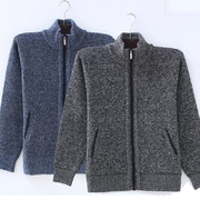 Mùa thu và mùa đông nam áo len áo len cardigan cashmere áo len dày cộng với nhung trung niên tuổi trung niên cha nạp