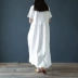 Đầu thu mới thiết kế ban đầu bằng vải cotton và vải lanh cho phụ nữ dài đoạn ngắn tay áo trắng áo choàng kiểu quốc gia Váy dài Zen - Váy dài