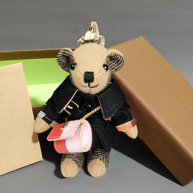 Black Windbreaker Diagonal BackpackBear Pendant Bear Bag Pendant Key buckle Hanging decoration originality automobile Key chain lovely personality teddy bear