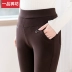 Mùa thu đông mặc quần legging mẹ quần cạp cao quần trung niên ấm áp cộng với quần nhung trung niên quần co giãn cỡ lớn quần áo tập gym nữ Khởi động cắt