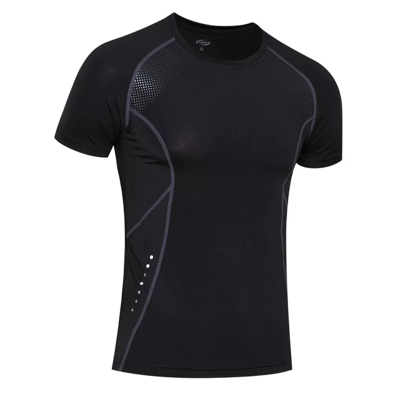 Sports elastic T-shirt for training, for beloved, tight, with short sleeve