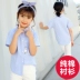 Cô gái áo mùa xuân và mùa hè 2018 mới trẻ em Hàn Quốc cotton dài tay lớn trẻ em áo sơ mi trắng kẻ sọc sọc áo sơ mi