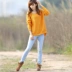 Mùa thu người phụ nữ hoang dã mùa thu mặc áo len Hàn Quốc phiên bản của bộ lười biếng gió lỏng mặc len dày của phụ nữ những kiểu áo len dáng dài đẹp Áo len