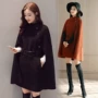 Áo len mùa đông 2018 len dài phần dài tay áo thời trang Hàn Quốc khí chất giảm béo kiểu khăn choàng nữ - Áo Hàn Quốc áo dạ ngắn hàn quốc