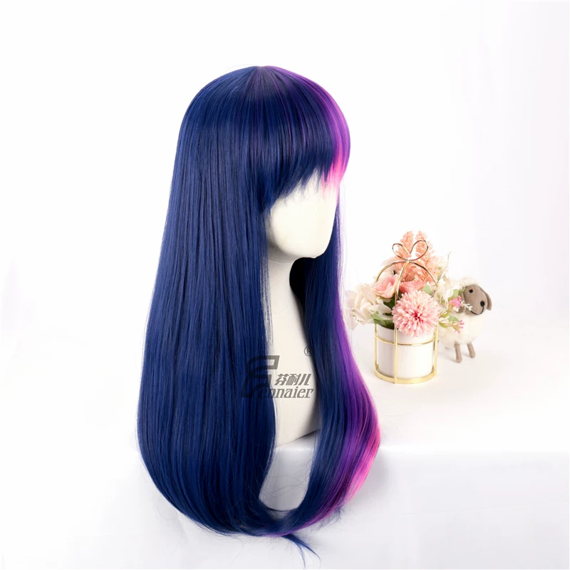 Стиль pony tail, фиолетовый хвост, парик, прямые волосы, косплей