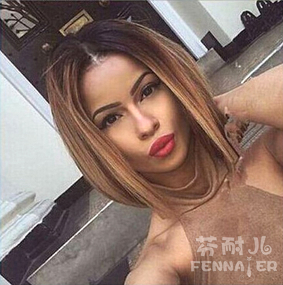 taobao agent Fenny Erner, European and American Black Gradient Brown Middle Short -hair Women's Rose Network High -temperature silk cosplay wig