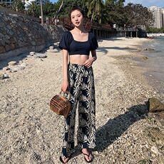 Купальник для пары 热带雨林风2020年新款情侣泳装背心高领比基尼三件套保守沙滩泳装 Onch