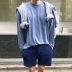 Quần áo nam mới của Hàn Quốc mua kem chống nắng cotton nhẹ TEE phiên bản Hàn Quốc của áo thun dài tay giản dị lỏng lẻo -TS795 - Áo phông dài Áo phông dài