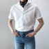 Tại chỗ! Mùa hè nam Hàn Quốc màu rắn áo ve áo ngắn tay cotton Áo thun nam phiên bản Hàn Quốc của cổ áo áo sơ mi POLO TS732 - Áo phông dài