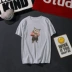 Mùa hè 2018 phiên bản mới của Hàn Quốc của bộ phim hoạt hình gió đấm bốc mèo in hình người yêu giản dị áo thun tay ngắn nam nữ áo phông nam tay ngắn Áo phông ngắn
