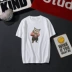 Mùa hè 2018 phiên bản mới của Hàn Quốc của bộ phim hoạt hình gió đấm bốc mèo in hình người yêu giản dị áo thun tay ngắn nam nữ Áo phông ngắn