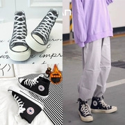 Giày vải Mingshi Converse in cotton siêu cháy nam màu đen và thấp cộng với nhung đôi giày sinh viên cổ điển