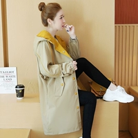 Осенняя модная куртка для беременных, длинная толстовка с капюшоном, топ, в корейском стиле, большой размер, оверсайз