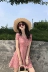 Dora Chaoren Hall Hồng Kông hương vị retro chic máy cẩn thận backless đỏ và trắng kẻ sọc ăn mặc khí Một từ váy nữ mùa hè