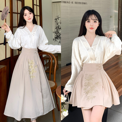 taobao agent Long skirt, pleated skirt, set, plus size, high waist, 2023 collection, autumn, fitted