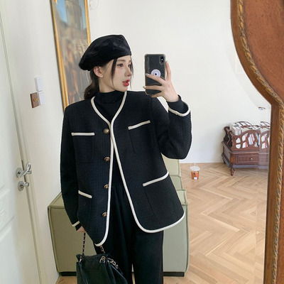 taobao agent Autumn cardigan, advanced jacket, top, plus size, Chanel style, long sleeve, high-end, fitted