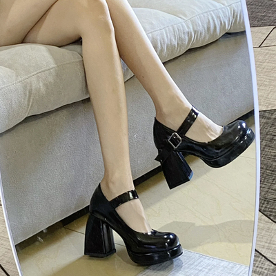 taobao agent Sweet Mary Zhen Shoes Female Rough Heel Waterproof Station College Wind Girl Girl High Heels Black Hot Girl Shoes Pacific Barbie Shoes