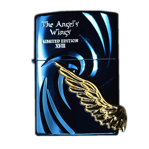 Оригинальный подлинный Zippo Zhibao светлый синий черный ледяной спираль крылья Angel Wings Limited Edition 1000