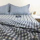 Simple bông denim sọc ô vuông màu xanh và trắng bông tấm chăn đơn mảnh ba mảnh treo lên 1,8 m - Khăn trải giường