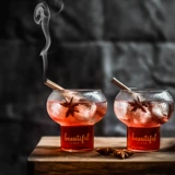 Стеклянная чашка высокая, прозрачная молочная напитка сетка красный коктейльный фруктовый сок