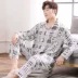 Bông lụa đồ ngủ nam phù hợp với mùa hè dài tay quần cotton nhân tạo cotton cotton lụa dịch vụ nhà trung niên phòng máy lạnh bộ pijama Bộ Pajama