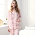 An Zi với bộ đồ ngủ nữ cotton mùa xuân và mùa thu XL ngọt ngào cho phụ nữ dệt kim cotton dài tay thương hiệu đồ ngủ cao cấp Giống cái