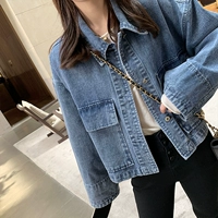 Ретро джинсовая осенняя куртка, короткая одежда для верхней части тела, свободный крой, 2019