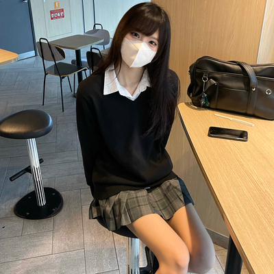 taobao agent Japanese sweater, Japanese school skirt, knitted scarf, long sleeve, V-neckline