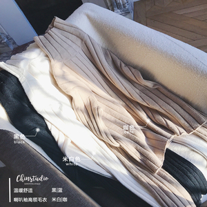 Bà Qian CHINSTUDIO 慵 lười gió hố cao cổ áo len nữ bộ lỏng lỏng lẻo dày đa năng áo khoác sinh viên