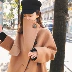 Bà Qian CHINSTUDIO đứng cổ áo hai mặc một chiếc áo khoác len nhỏ nữ dài phần áo len lỏng thủy triều áo khoác nữ Trung bình và dài Coat