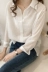 Mùa thu đông 2019 của phụ nữ phiên bản Hàn Quốc của học sinh mới áo sơ mi mỏng đáy quần mỏng màu đơn giản, áo dài tay đơn giản - Áo sơ mi dài tay