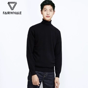 Mark Huafei nửa cổ áo len cao cổ nam phiên bản Hàn Quốc của chiếc áo len cotton mùa thu và mùa đông tự phối màu đen