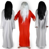 Хэллоуин Садако, потому что женщина -призрак ужасная одежда белые волосы ведьма симуляция призрака ложная кровь зомби призрак -дома одежда одежда