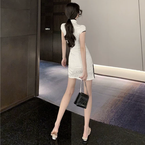 Летняя элегантная сексуальная ретро мини-юбка, ципао, платье, облегающий крой