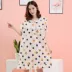 Xuân-hè ngắn tay váy ngủ nữ cotton lụa Hàn Quốc cotton lụa dễ thương kích thước lớn đồ ngủ cotton phụ nữ mang thai - Đêm đầm Đêm đầm