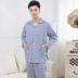 Mùa xuân và mùa hè mùa hè cotton đồ ngủ nam dài tay cotton XL trung niên dịch vụ nhà phù hợp với dệt bông phần mỏng shop đồ nam Nam giới