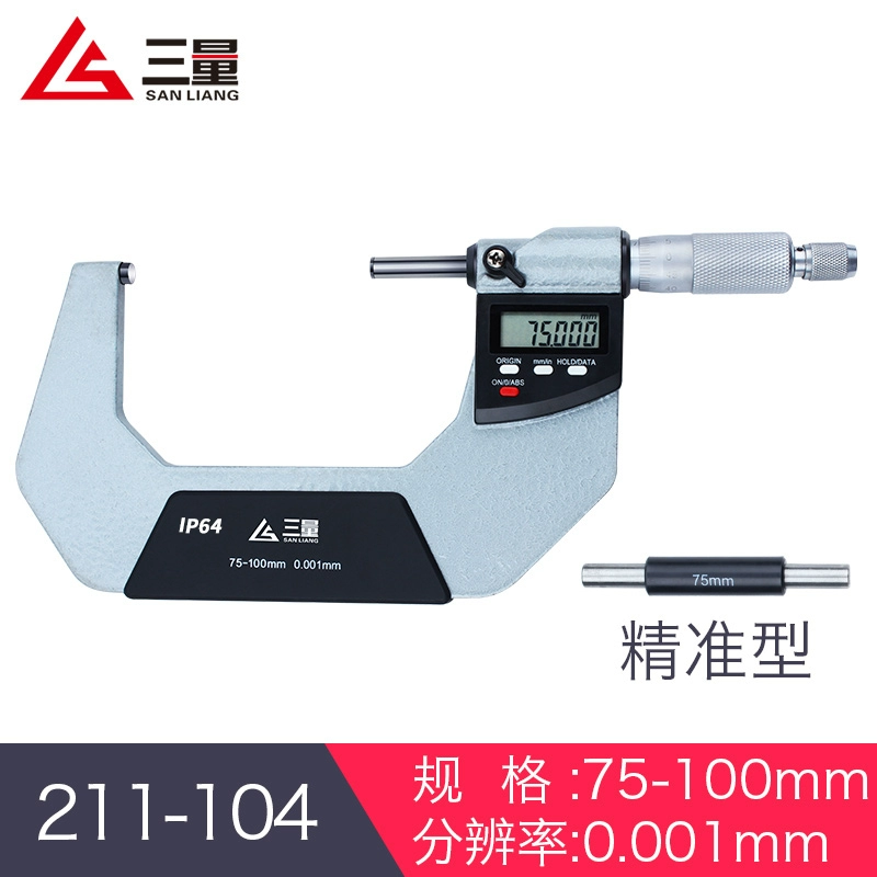 Micromet đường kính ngoài hiển thị kỹ thuật số ba số lượng của Nhật Bản 0-25mm micromet xoắn ốc điện tử có độ chính xác cao 0,001mm thước panme đo trong thước panme đo lỗ Panme đo ngoài