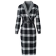 Áo khoác len kẻ sọc nữ 2018 phong cách mới sẽ là mẫu quần áo nữ mùa thu đông và cà vạt mỏng - Áo khoác dài Áo khoác dài