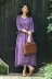 Nian Jiangnan Zen Womens Purple Purple Áo choàng Retro Váy rộng Kích thước lớn Áo choàng cổ chữ V - Váy dài