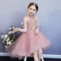 Tiệc công chúa màu hồng quý phái váy trẻ em fluffy cô gái váy dạ hội mẫu thời trang catwalk màu hồng hiệu suất - Váy trẻ em quần áo biểu diễn trẻ em