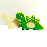 Художественный деревянный динозавр для детского сада, фоторамка, окрашенный держатель для ручек, «сделай сам», художественное произведение, граффити, со снежинками
