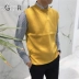 Jie Mo 2017 Mùa Xuân và Mùa Thu Mới Hàn Quốc Nửa cổ Hàn Quốc phiên bản của màu rắn đan vest thanh niên hoang dã không tay vest áo len nam trung niên Dệt kim Vest