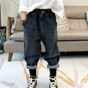 Mùa thu 2019 mới bé trai và bé gái phiên bản Hàn Quốc của quần jeans đen co giãn 1293 - Quần jean
