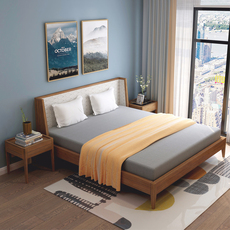Кровати деревянные комбинации 荣麟新品新中式现代简约经济型1.5米床1.8米小户型主卧双人床a083